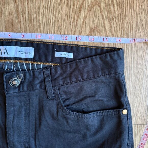 Zara skinny fit Black cotton blend 5 pockets pants Men size 32 - Picture 4 of 10